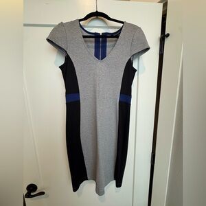 Elegant Gray and Black bodycon Dress with Blue accents